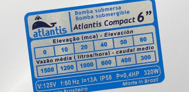 Alumínio - Etiqueta máquinas e equipamentos