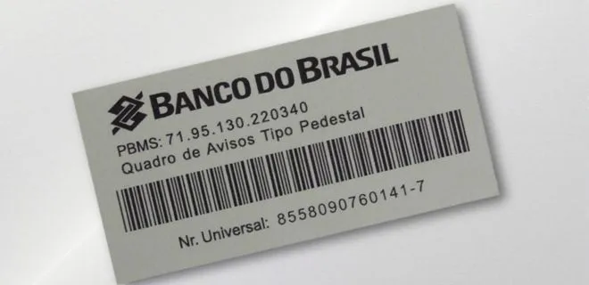 Placa de alumínio patrimônio - Banco do Brasil